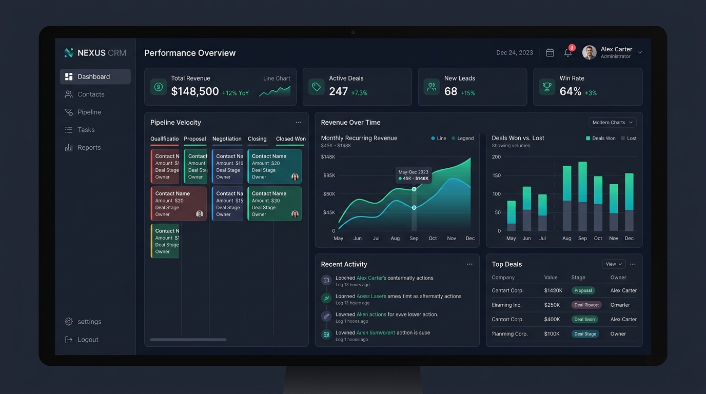 GlassEntials CRM Dashboard — Leads, Customers, Projects and Quotations overview